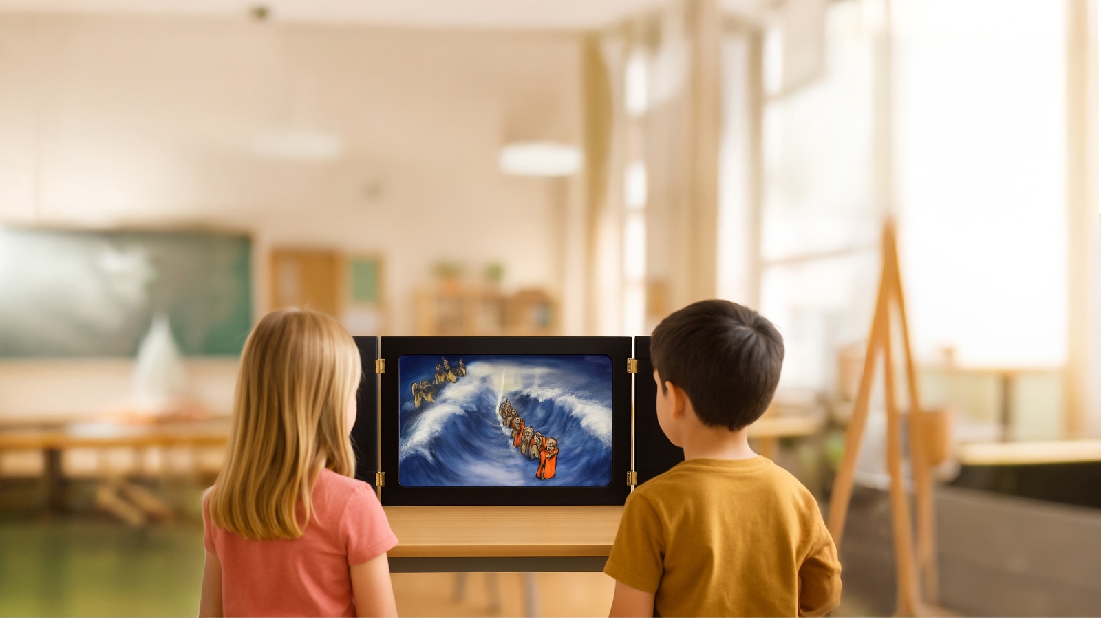 Das Bonifatiuswerk bietet Pfarreien und kirchlichen Gruppen hochwertige Kamishibai-Erzähltheater mit Bibelkarten-Sätzen an