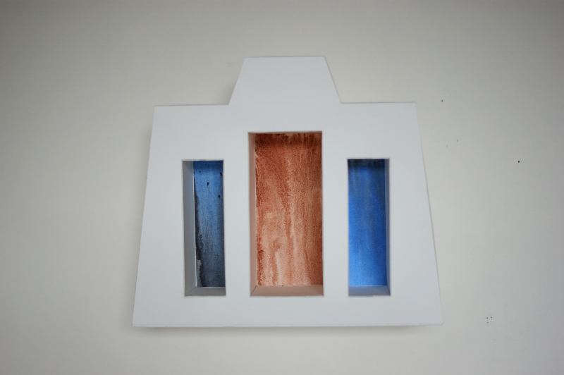Farbinnenraum III(Kupferdruckpapier Farbpigmente Spenholz)