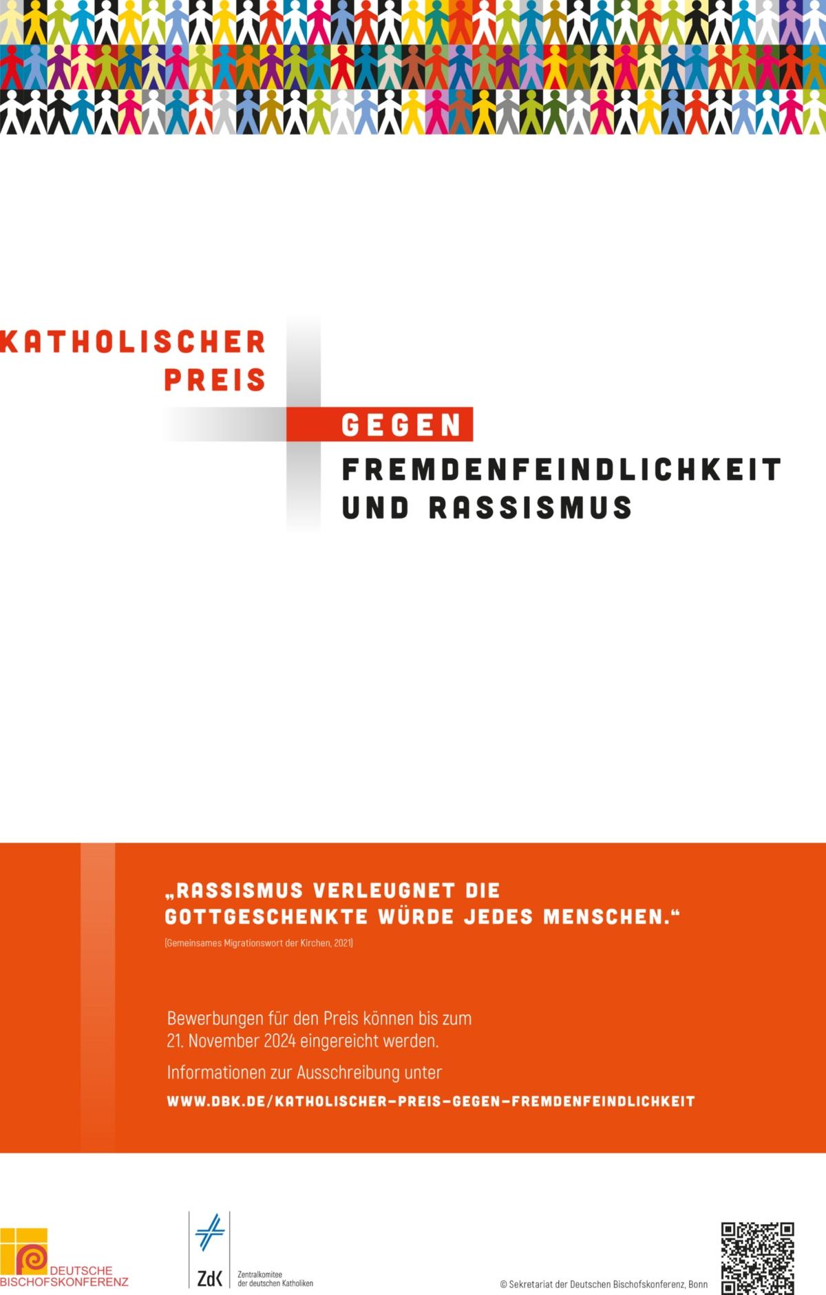 Plakat zur Ausschreibung: Katholischer Preis gegen Fremdenfeindlichkeit und Rassismus 2025