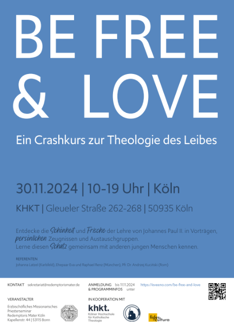 be free & love – Ein Crashkurs zur Theologie des Leibes - Plakat